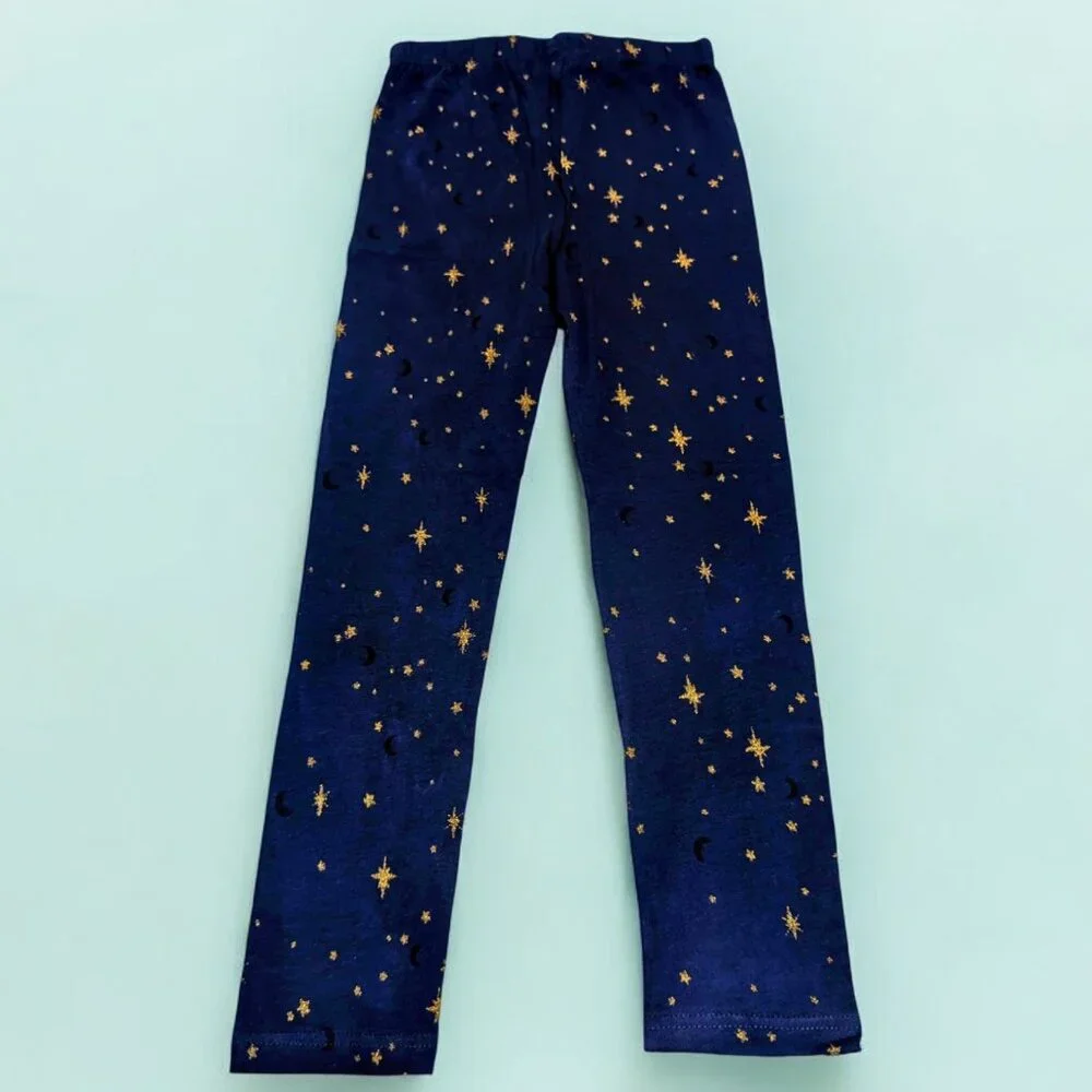 Booky Full length Soft Cotton stretchy leggings Skinny Fit Navy Blue Stars NWOT - Picture 1 of 5